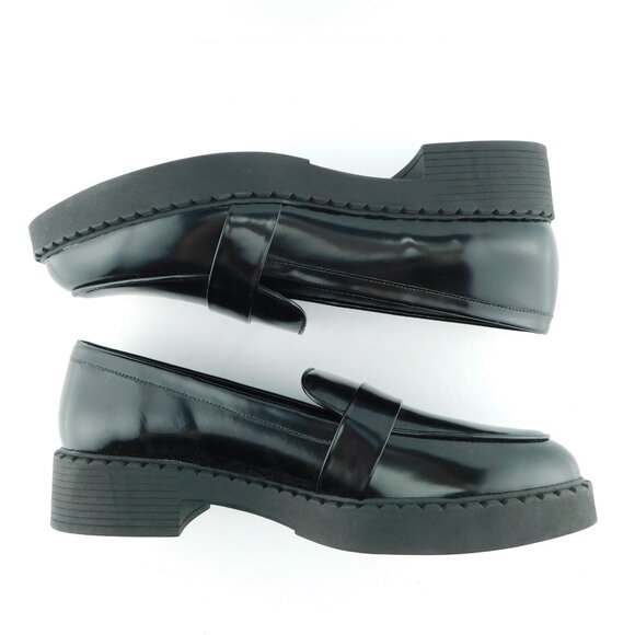 Unworn VINCE CAMUTO Black Leather Platform Block Heel Slip-on Loafers 12 - Picture 4 of 7